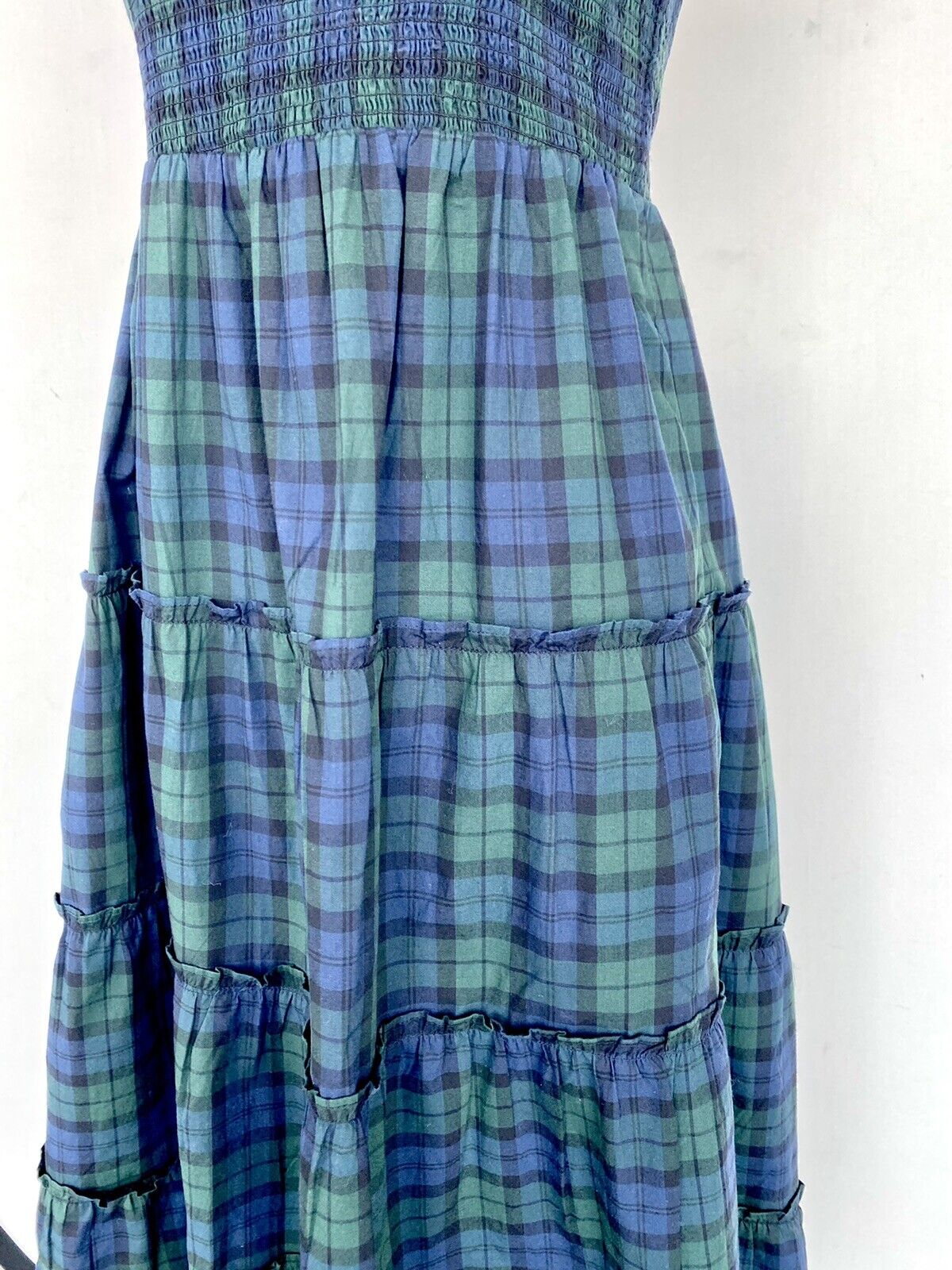 J.Crew Tartan Plaid Smocked Bodice Size XS Retail $128 Price $69 Cotton Poplin