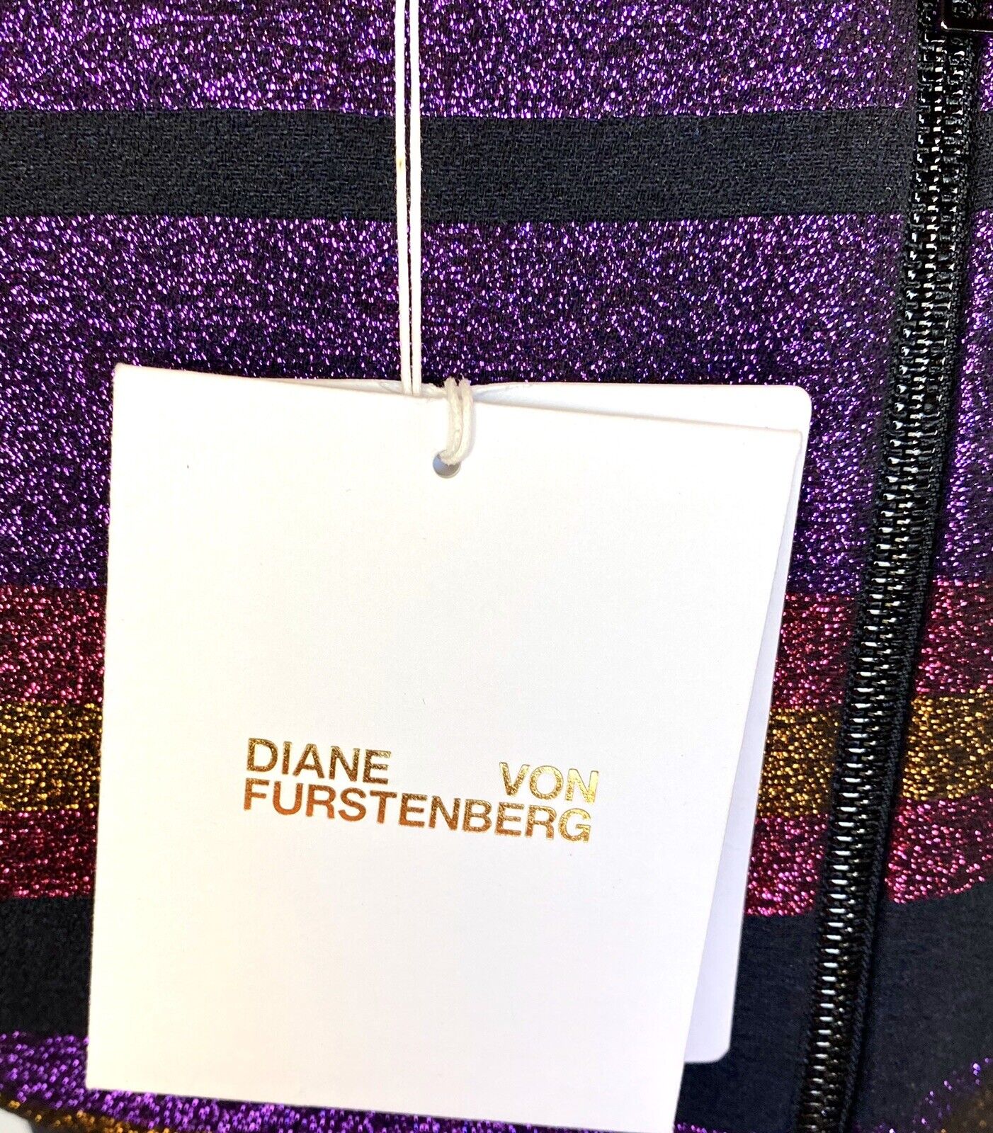 Diane Von Furstenberg Metallic Stripe Dress. NWT Retail $548 Price $198 Size 6