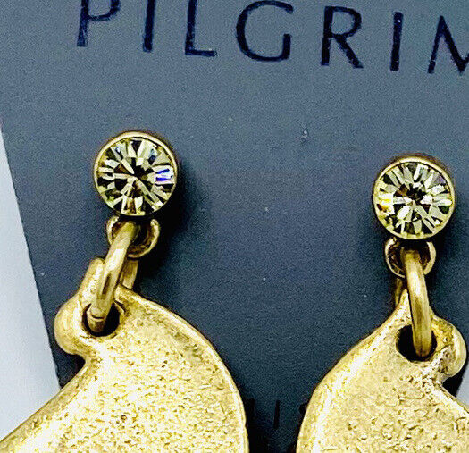 Pilgrim Jewelry 14 CT Gold Plate Swarovski Crystal Swallow Earring NWT Price $15