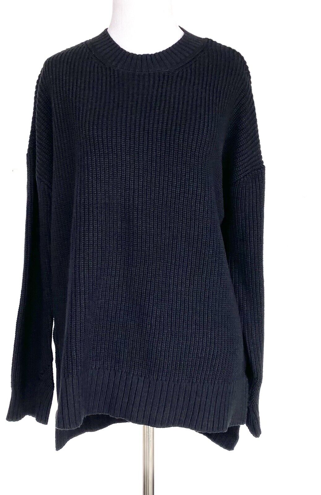 BCBG MaxAzria Black Oversized Rib Knit Sweater Retail $178 Price $59 Size XS NWT