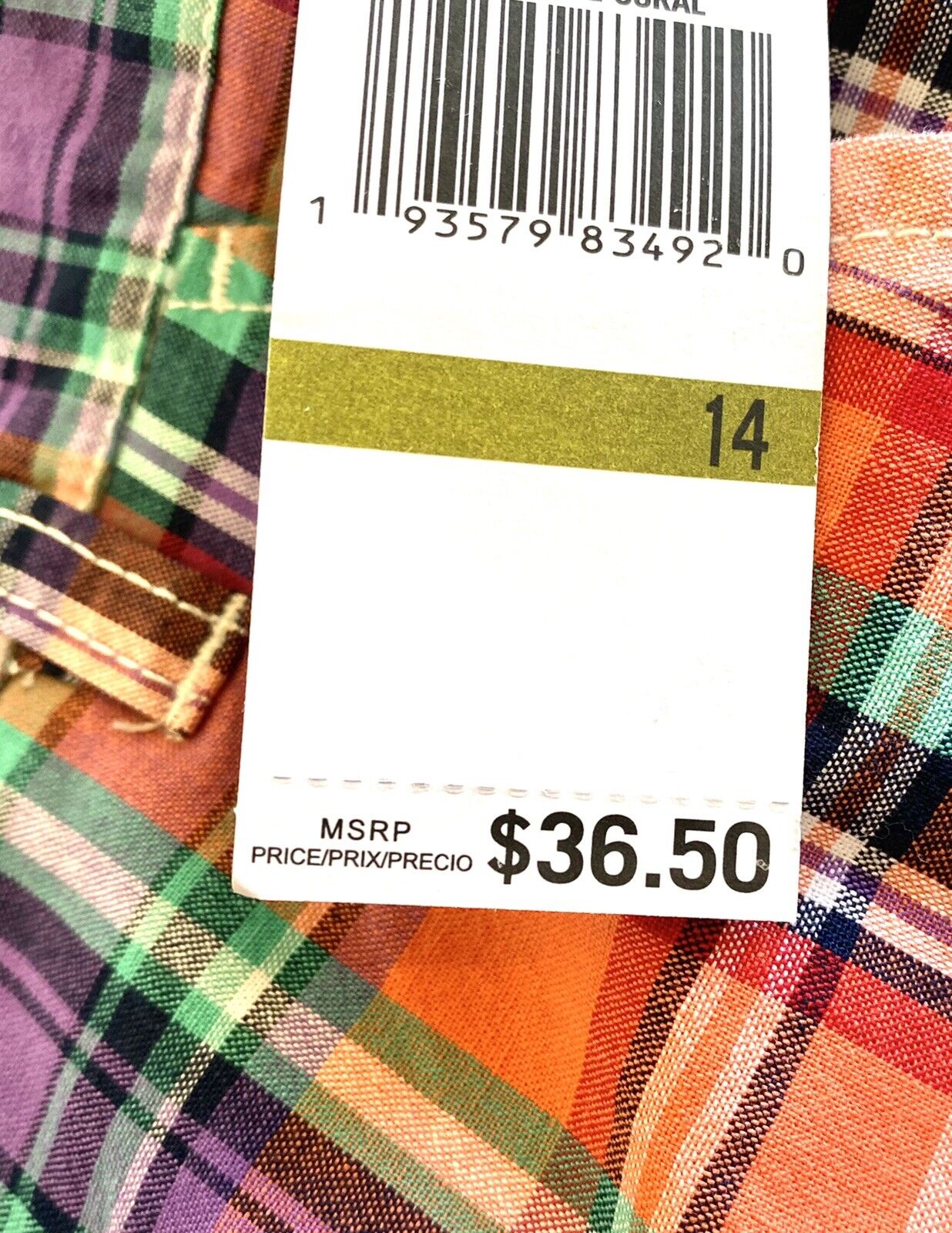 NWT NAUTICA BOYS' PLAID SHORTS SIZE 14 RETAIL $36.50 PRICE $25