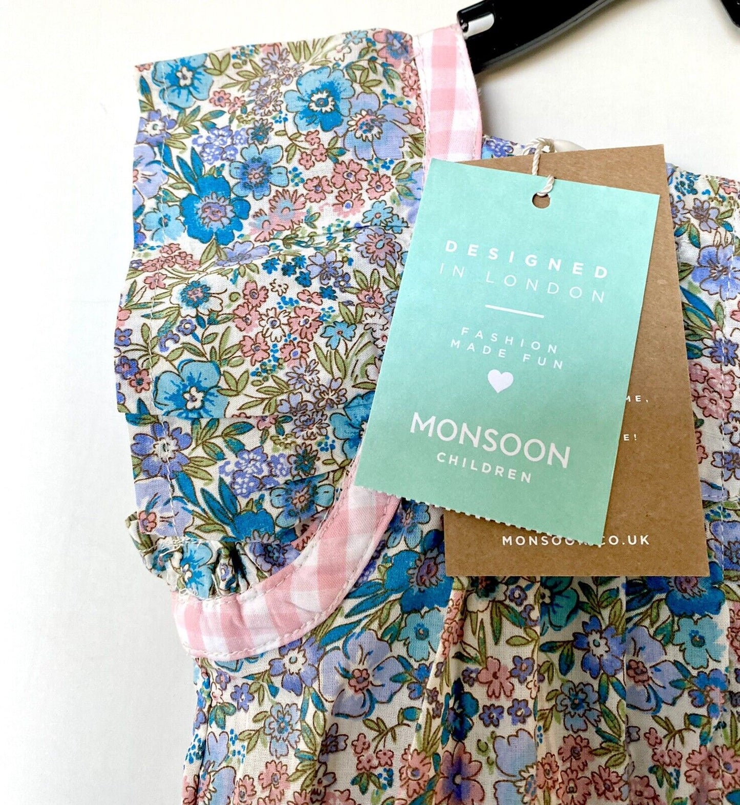 Monsoon London Ditzy Print Gingham Trim Romper 12-18 M Price $32.50