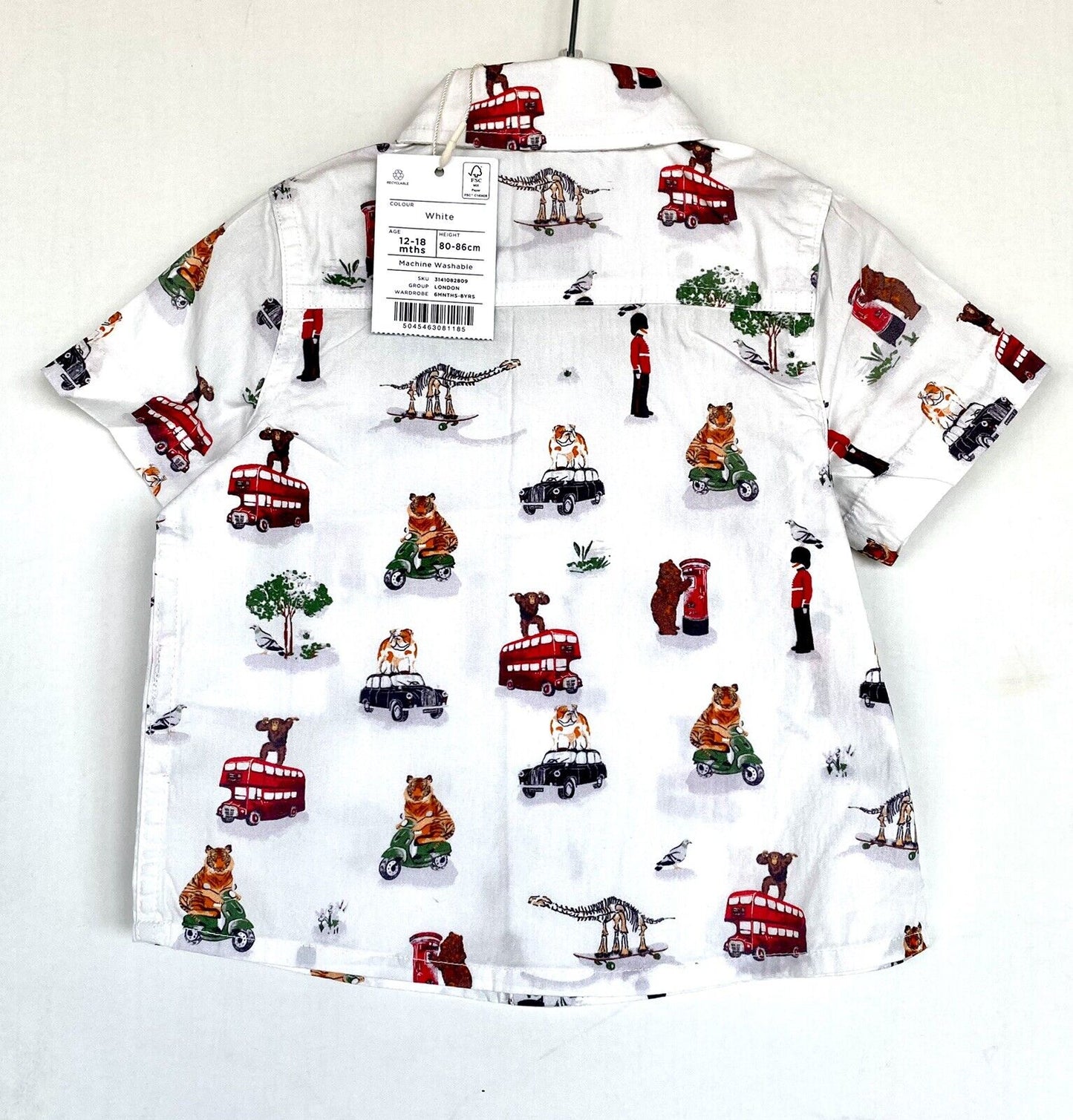 Monsoon London Bus SS White Shirt 12-18 M Price $35