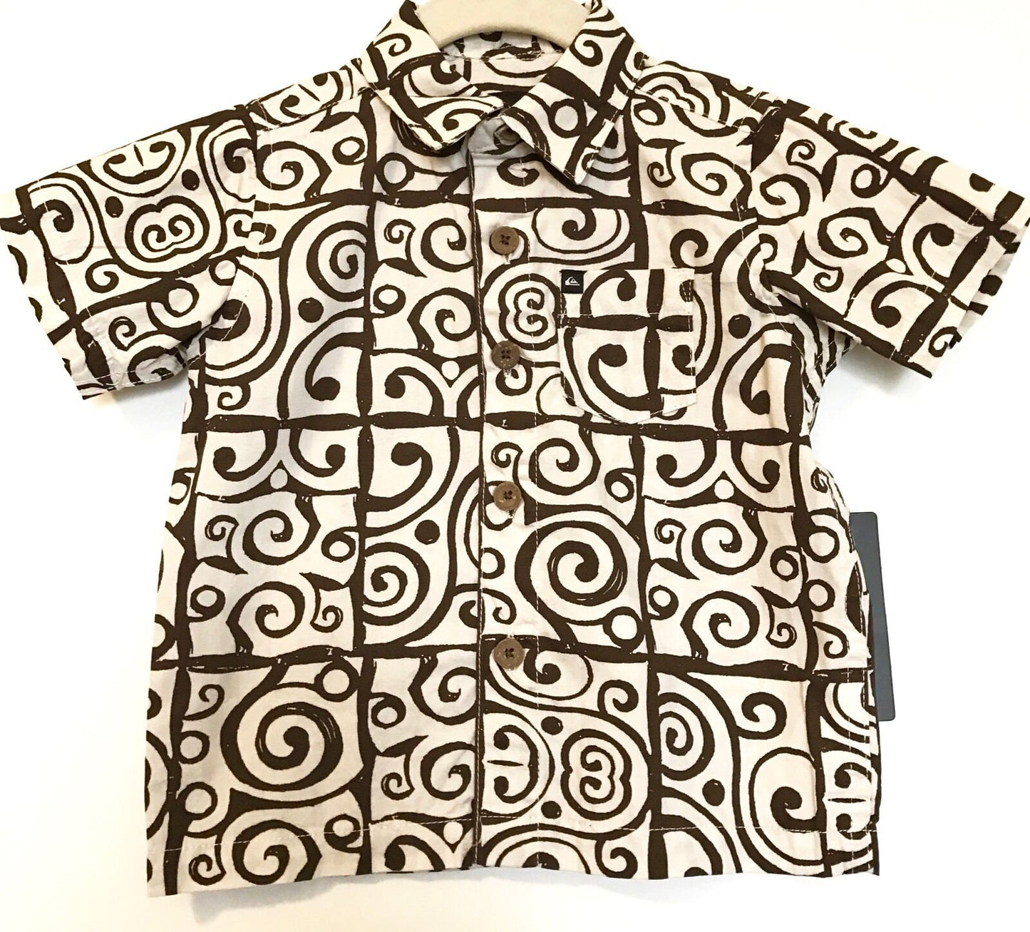 Quicksilver Cream & Brown Short Sleeve Shirt NWT Retail $32 Price $19 12 M