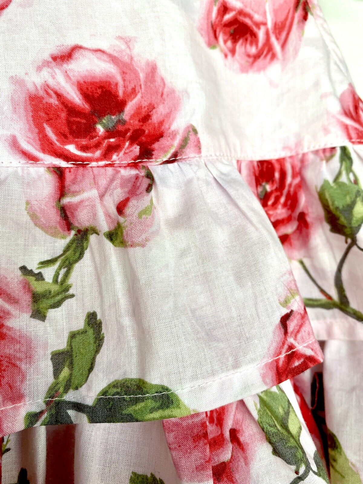 Monsoon London 2 Pc Rose Print Dress & Bloomer Short 6-12 M Price $35 NWT Tiered