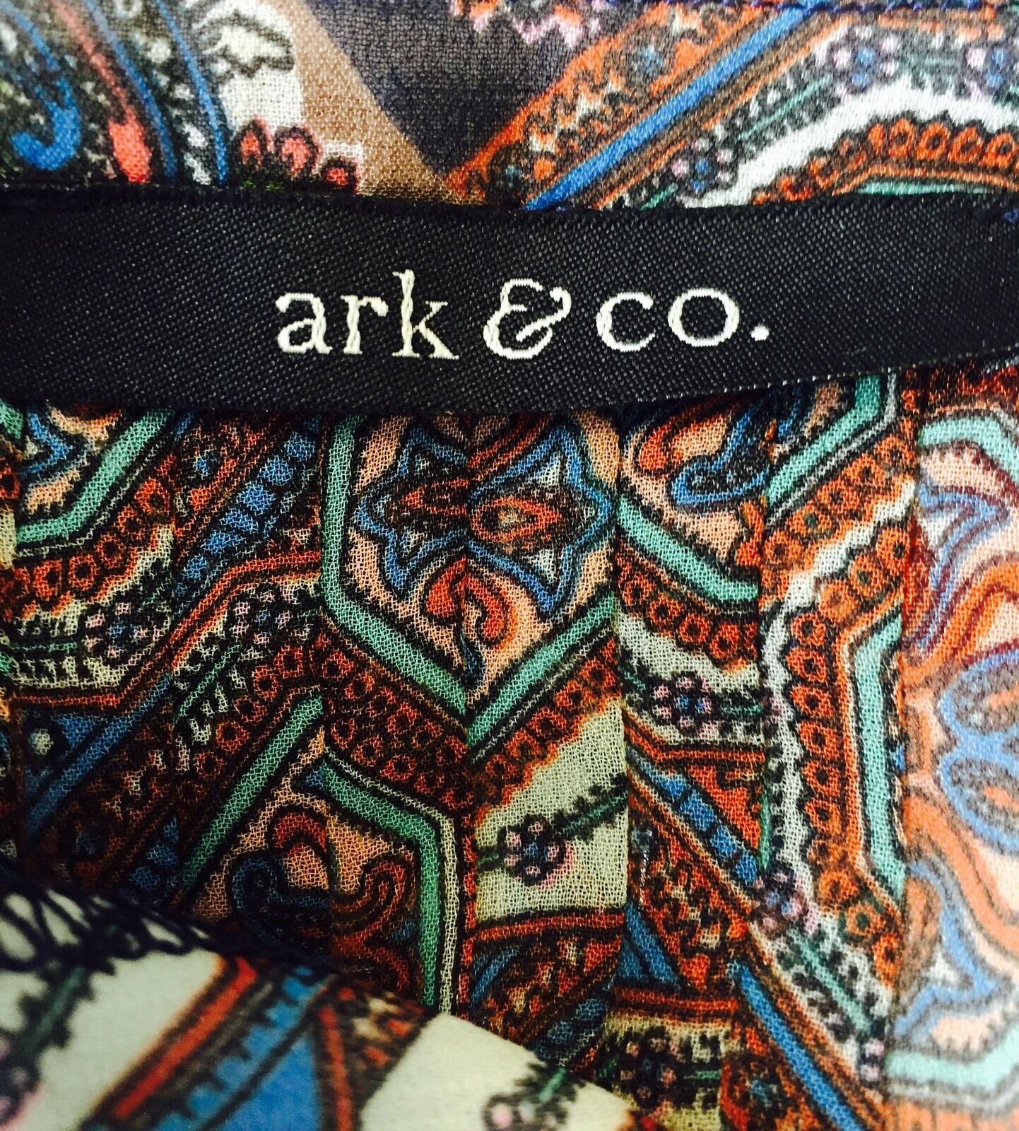 ARK & CO Boho top with Blue crochet detail. NWT Size M. Retails $78 Price $22
