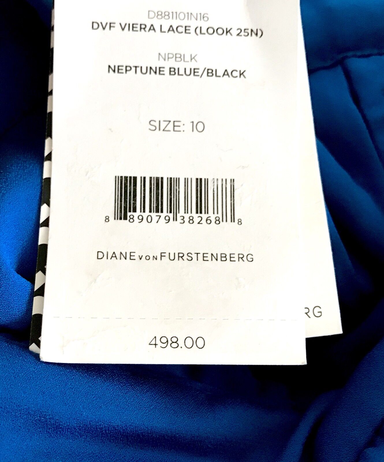 Diane Von Furstenberg Blue & Black Lace Dress. NWT Retail $498 Price $226 Sz 10