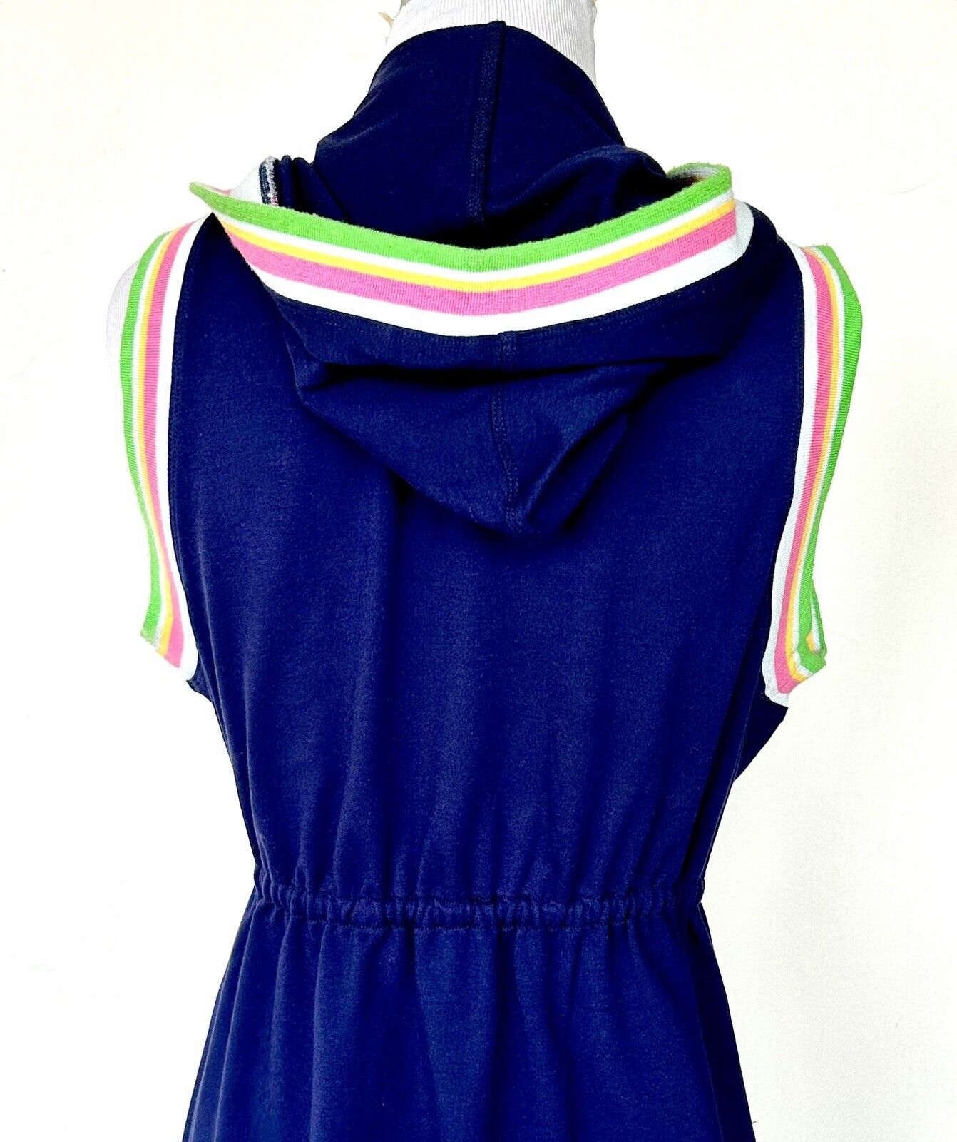 Trina Turk Sleeveless Open Front Hoodie Cover Up Retail $148 Price $76 New Blue