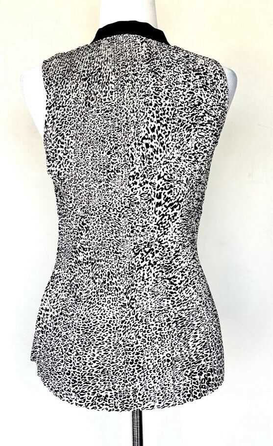 Donna Karan Animal Print Tie Neck Sleeveless Top Size XXS