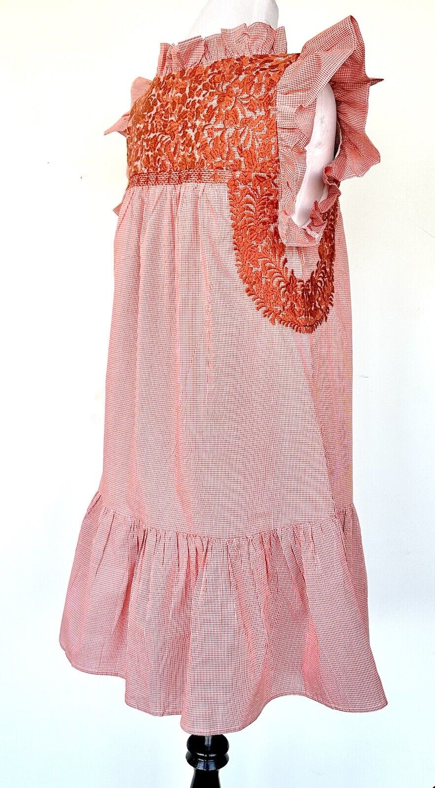 NWT J Marie embroidered Tiered Scotland Tiny Check Dress size M Retail $128