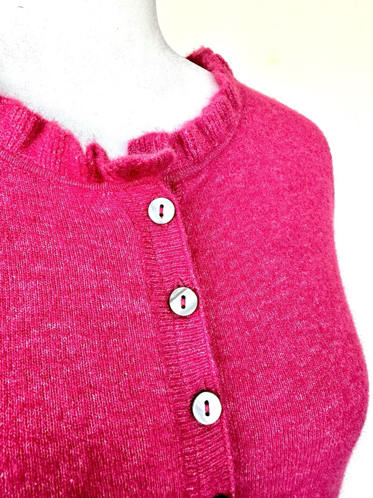 Edwina Cashmere Mix Henley Ruffle Neck Sweater Retail $138 Size XS