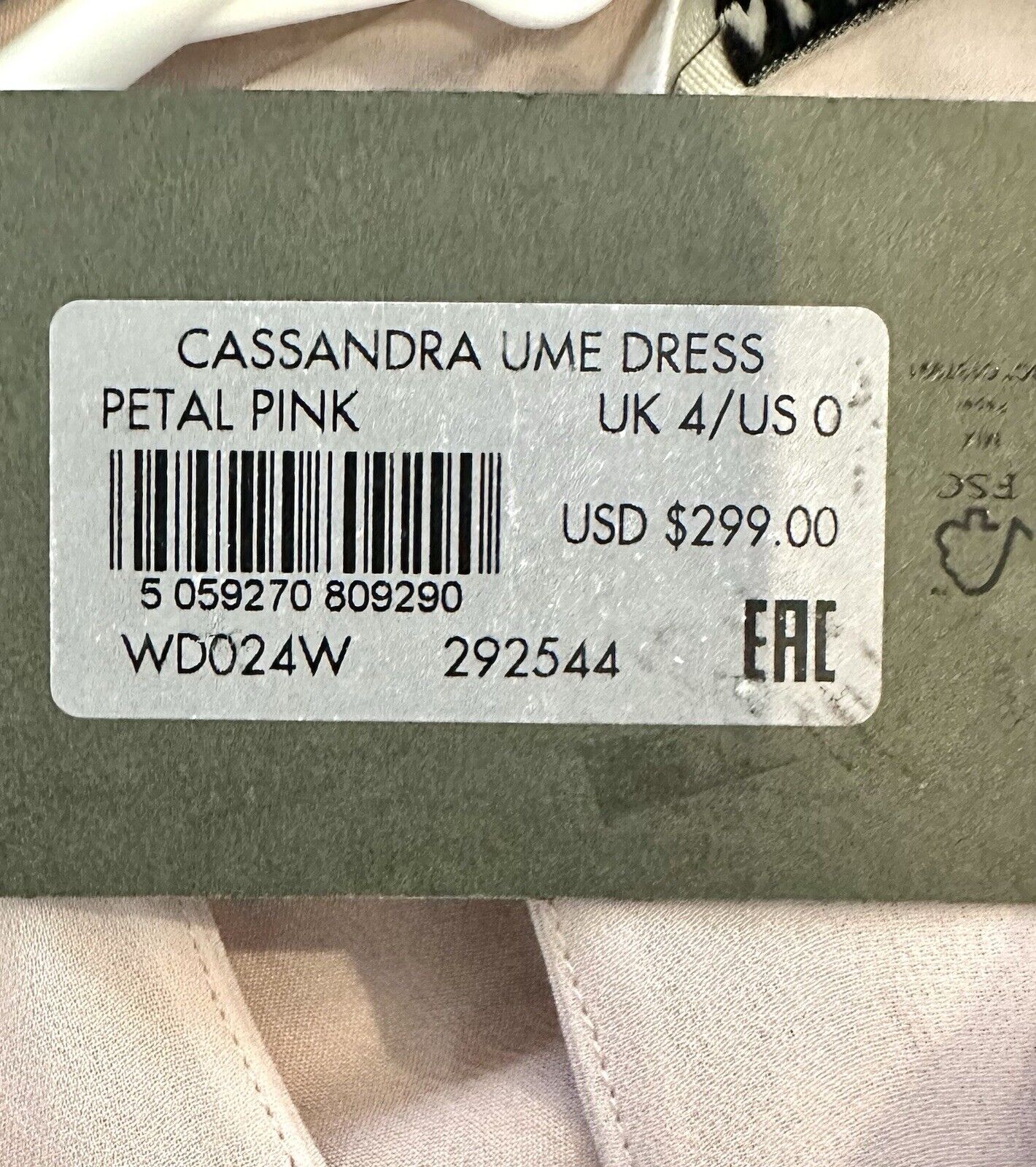 Allsaints Cassandra Ume Dress Lenzing Dress Size 0 Retails $299 NWT Blush Pink