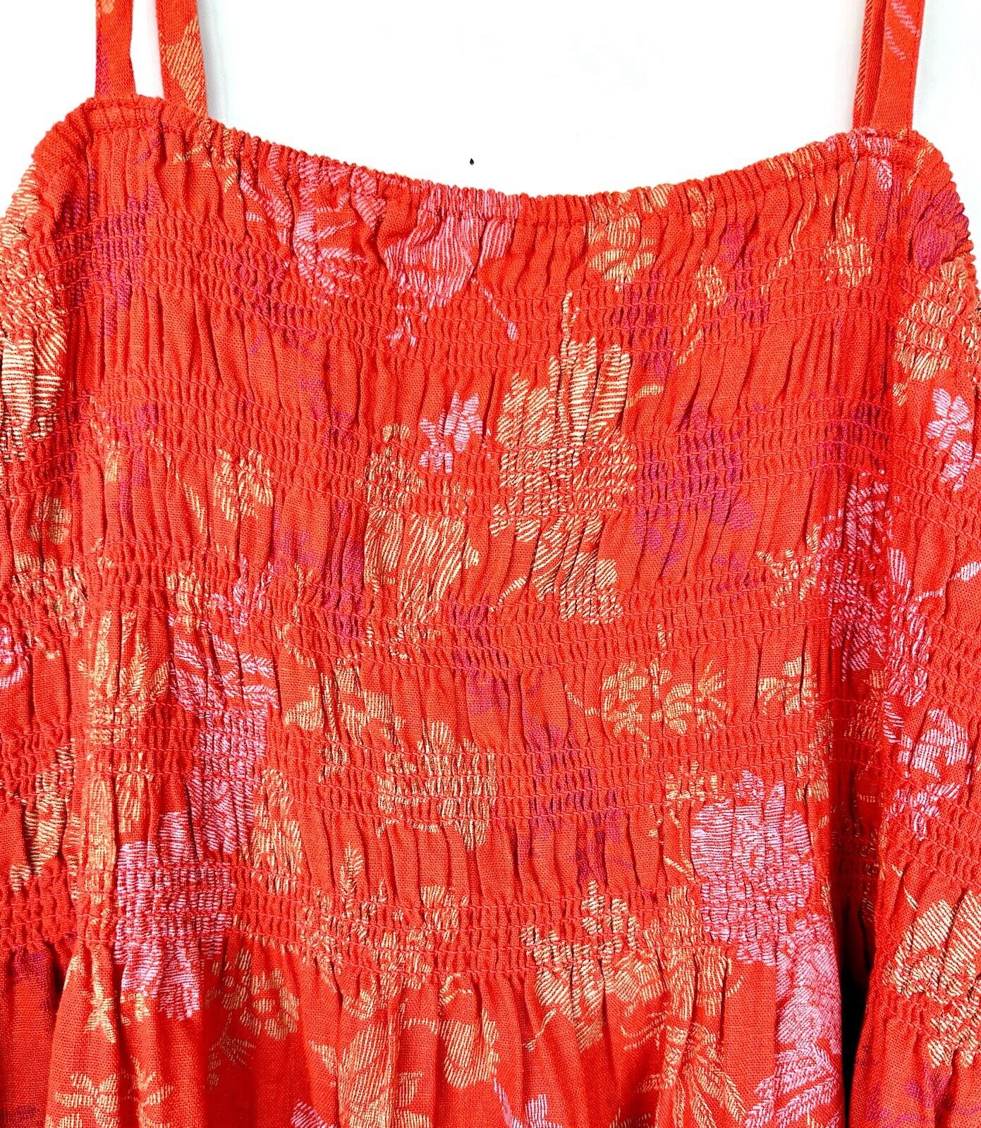 Universal Threads Linen Rayon Mix Orange Smocked Sundress Size XL New