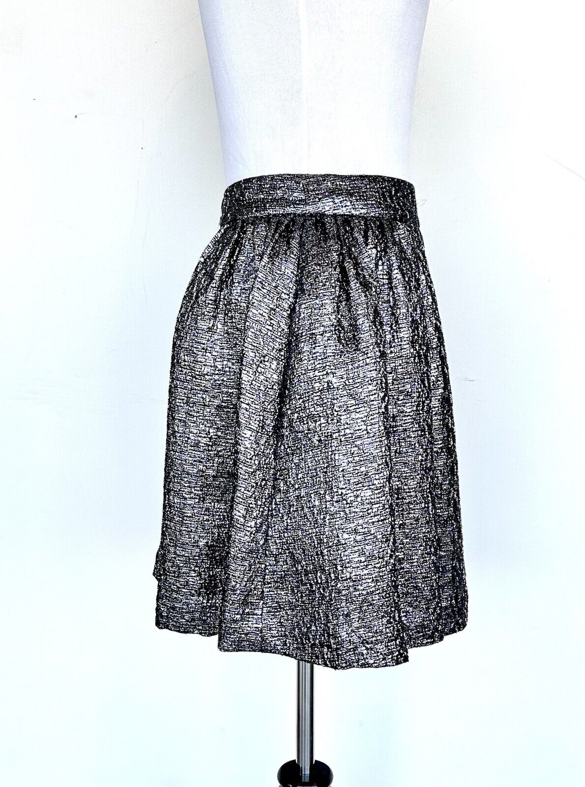 Kate Spade Aimee Gunmetal Metallic Circle Skirt 2 Silver Retail $245 Price $99