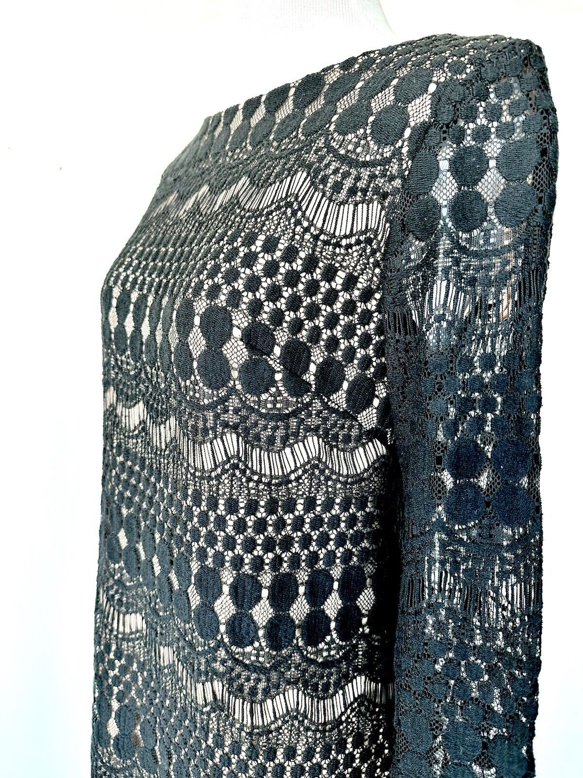 Eliza J Black Lace Dress Retails $169 Size 2 3/4 Length Sleeve