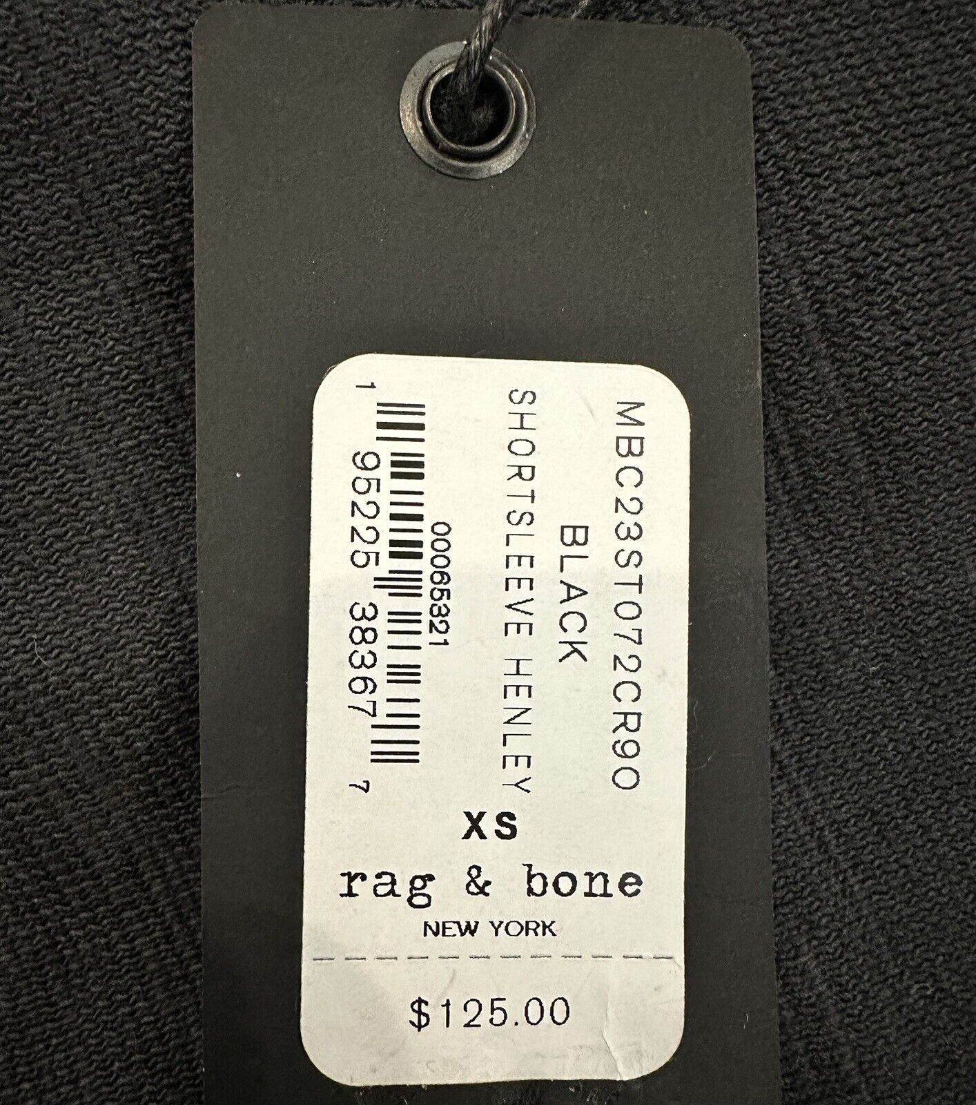 Rag & Bone Henley Tee Stitch Seam Size XSmall Retail $125 Price $85 Black