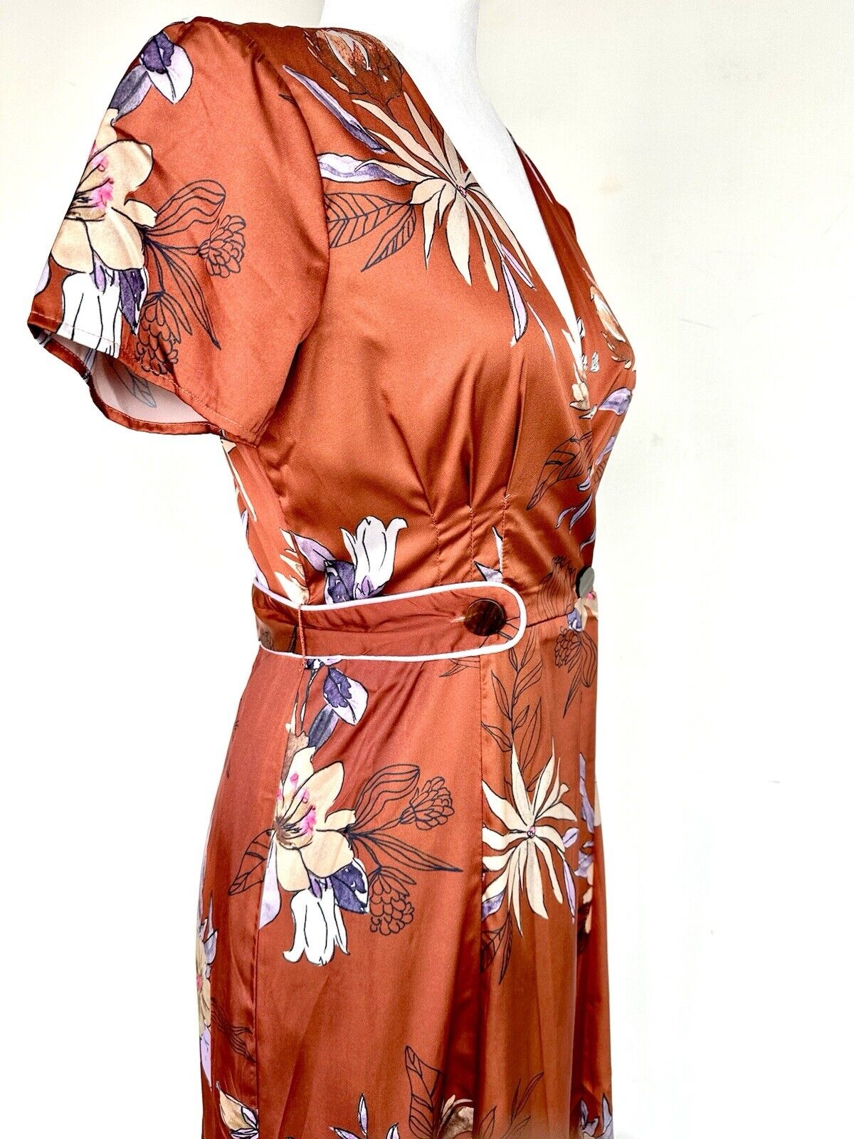 Hutch Bronze Maybelle Floral Satin Dress Size 0 Retail $280