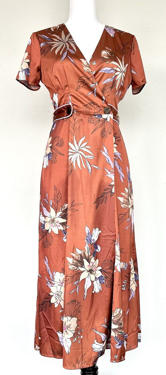 Hutch Bronze Maybelle Floral Satin Dress Size 0 Retail $280