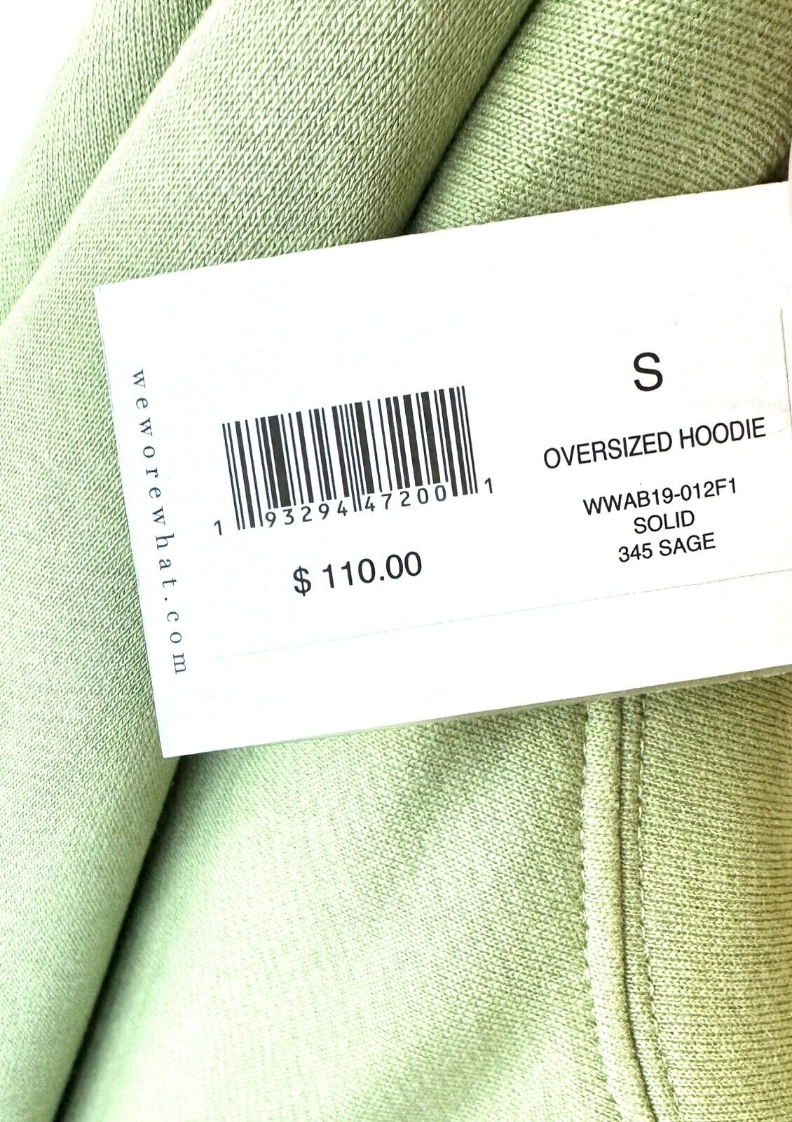 We Wore What Sage Green Oversized Hoodie Retails $110 Size Small NWT