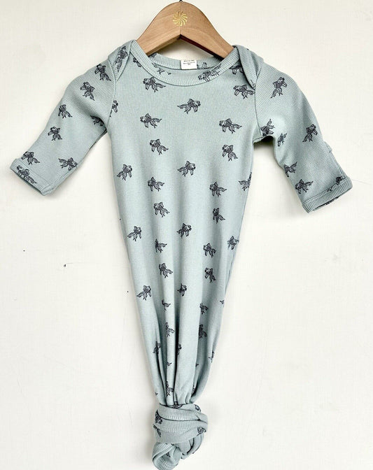 Kate Quinn Organic Cotton Knotted Gown Retail $38 Ribbed 0-3 M Tiny Goldfish