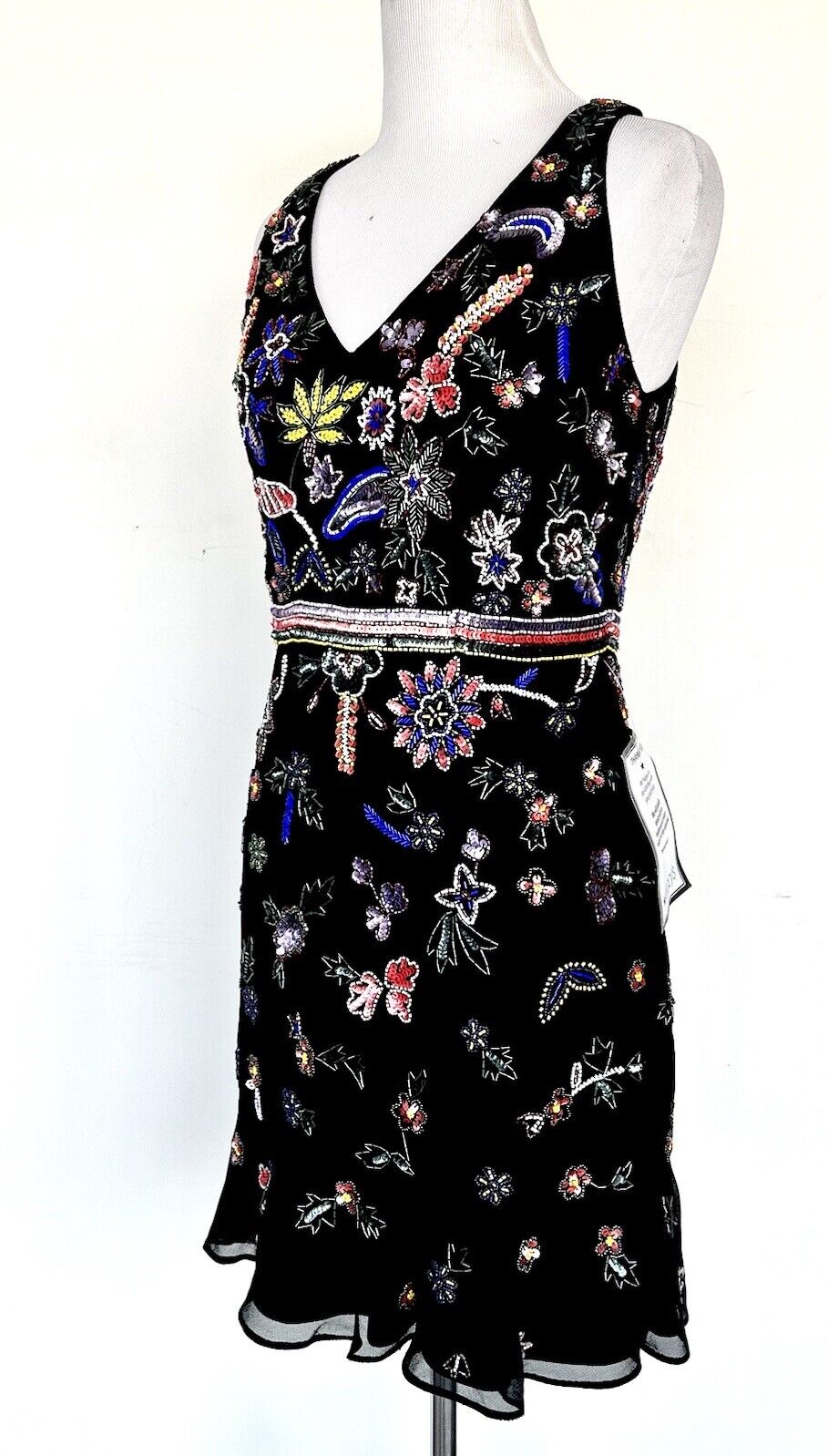 Aidan mattox Black Beaded Cocktail Dress Size 2 Retails $275 Price $$95 NWT