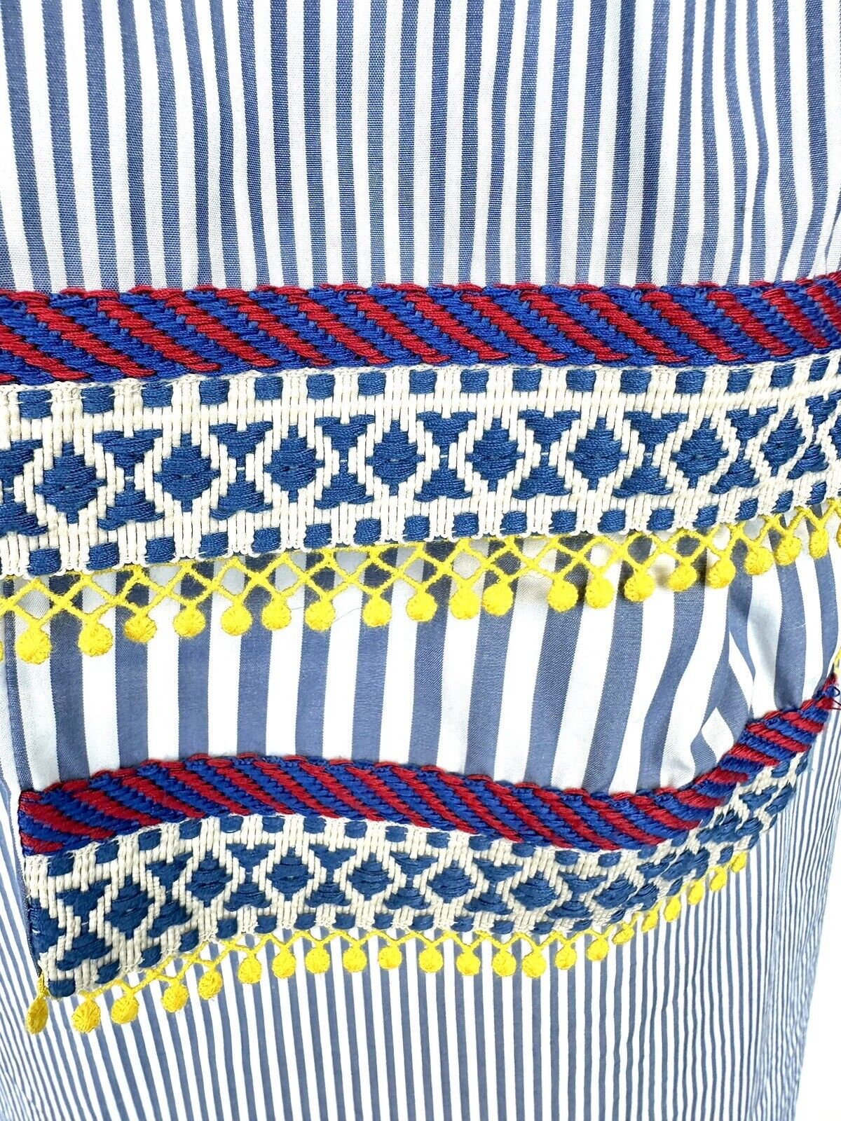 Max Mara Weekend Baleari Stripe Dress Embroidery Scarf Detail Retail $325 Sz 8