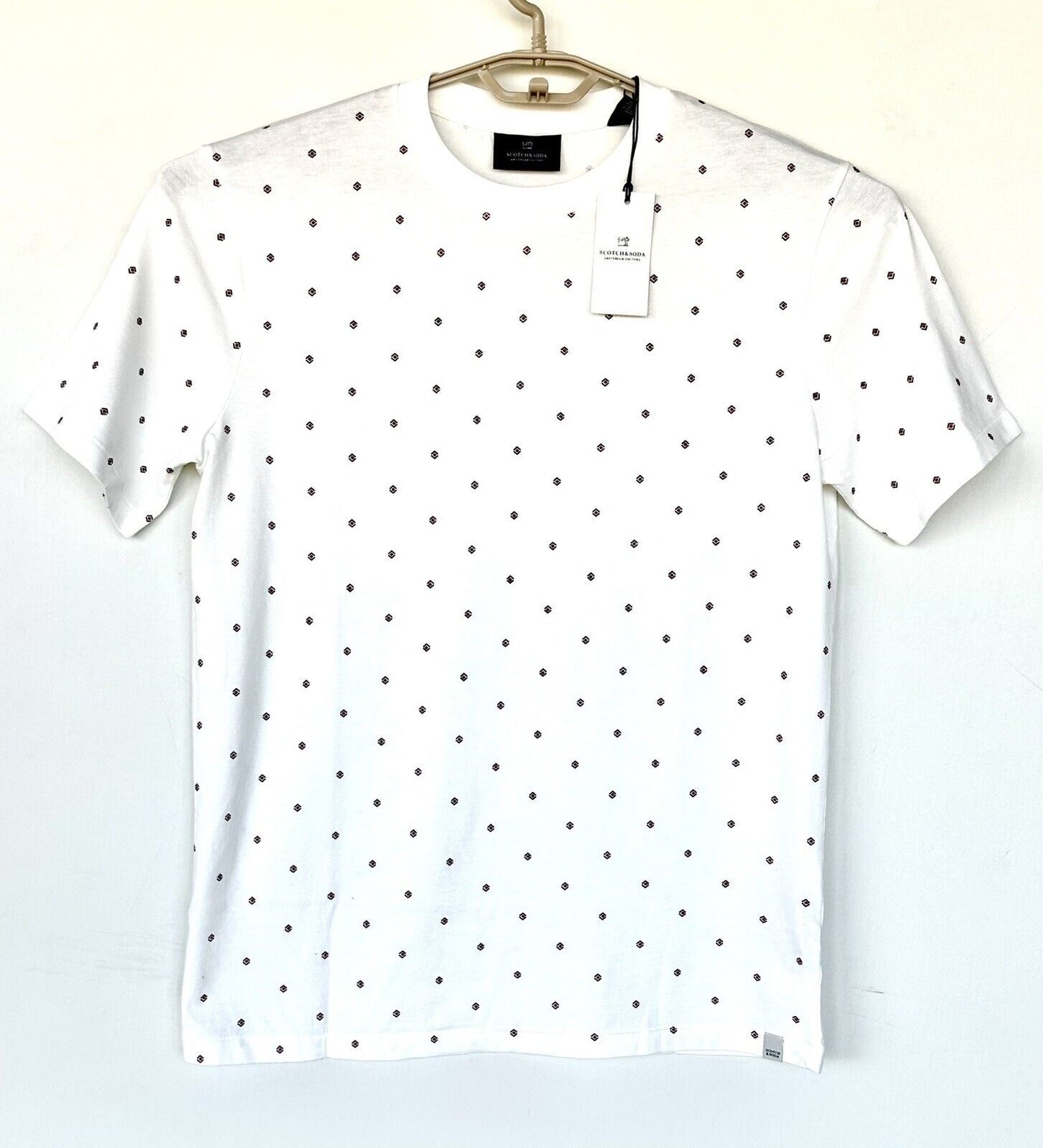 Scotch And Soda Men Diamond Print Tee Shirt White Red Black Price $45 L