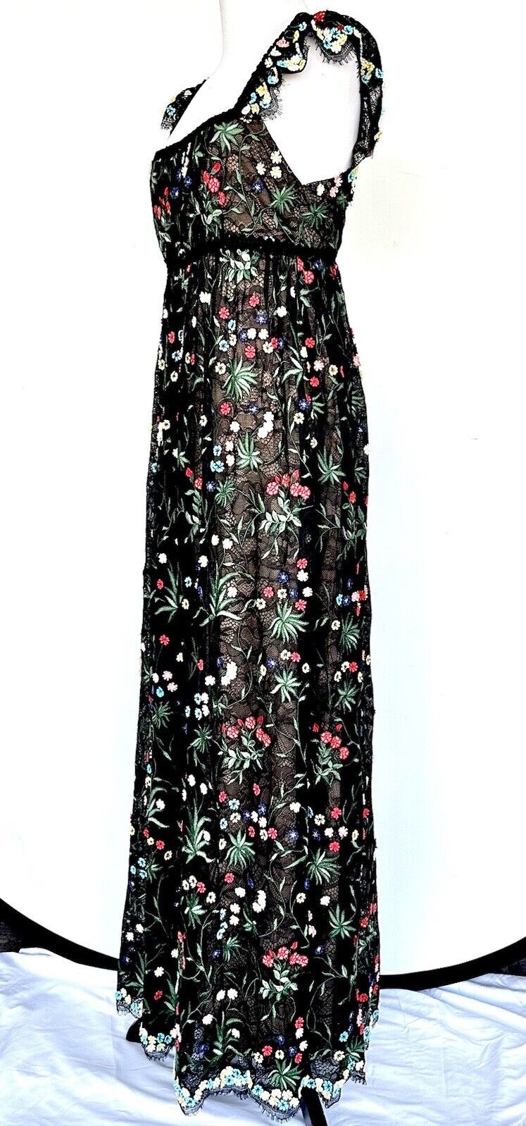 Alice + Olivia McKenna Embroidered Empire Waist Maxi Dress Retails $1795 Size 2