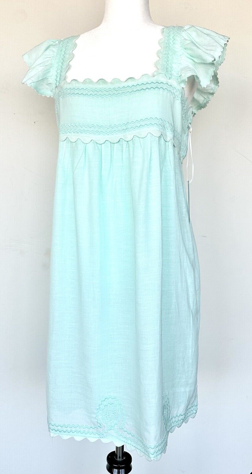 J Marie Brooklyn Dress Retail $128 Flutter Strap Embroidered Linen Mix Large
