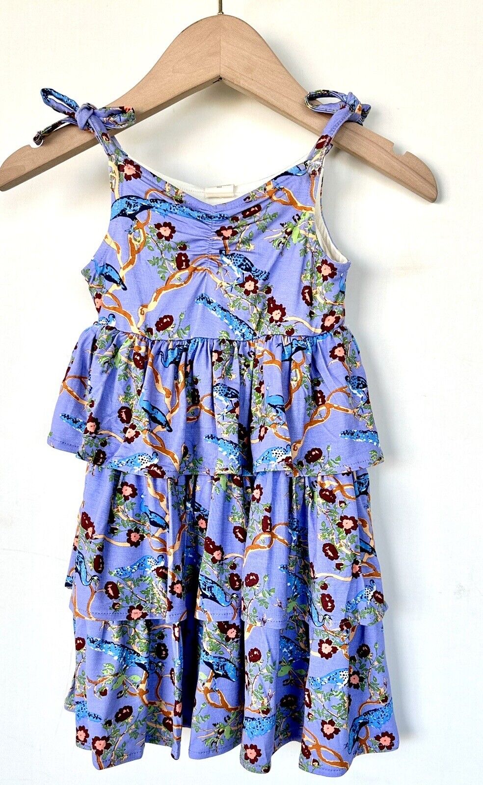 Kate Quinn Ruffle Tier Dress Chinoiserie Peacock Retail $33 Price $28 3-6M