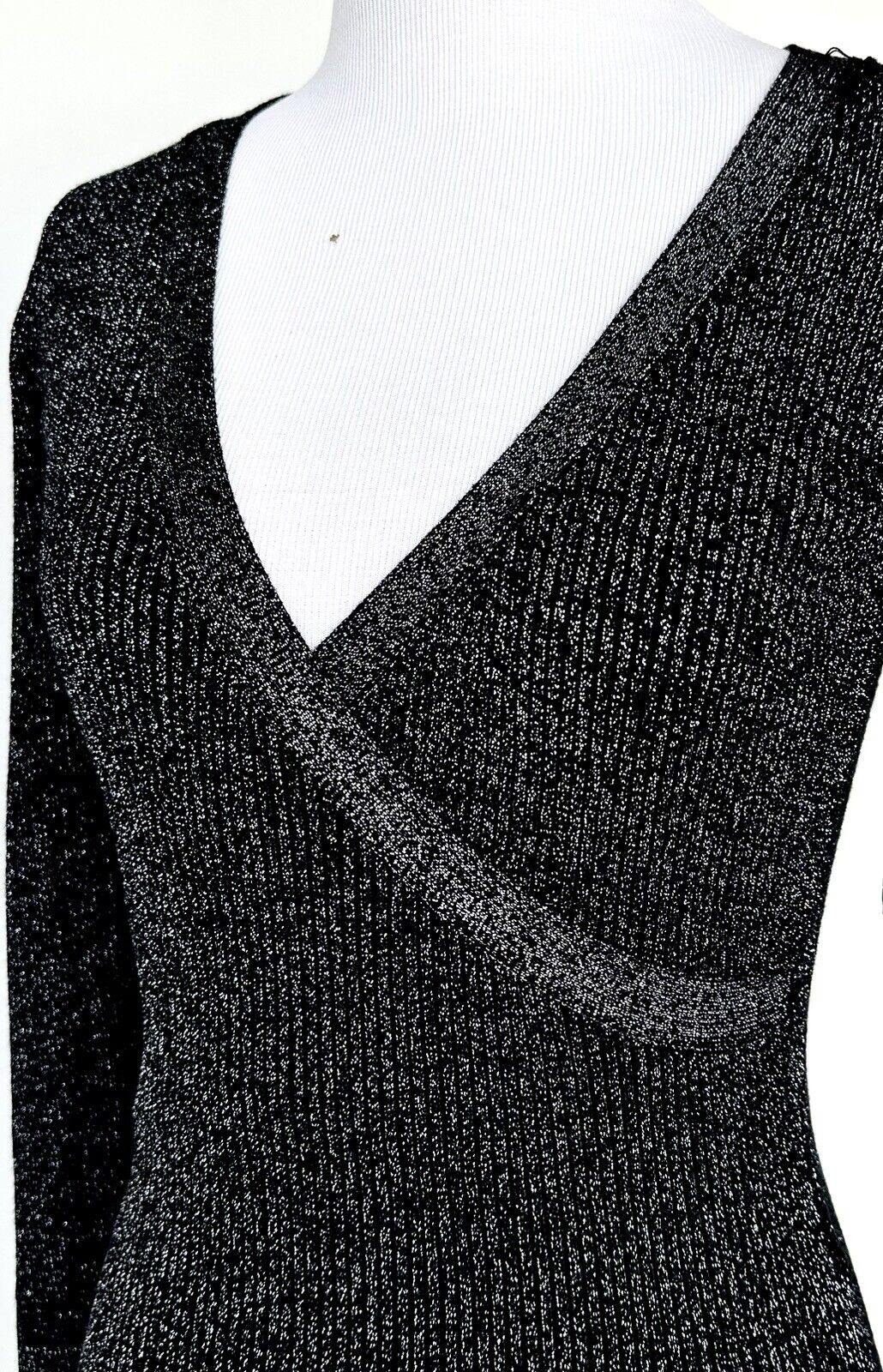 Flying Tomato Silver Metallic Thread Black Knit Dress Sz S Retail $76 Price $54