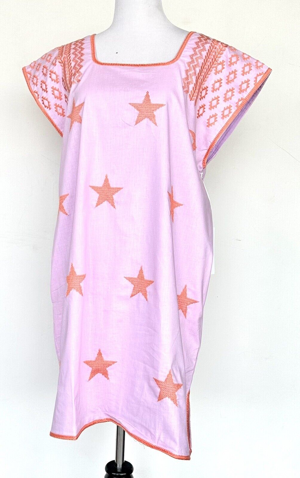 J Marie Sunny Embroidered Dress 100% Rayon Retail $140 XS Star Design