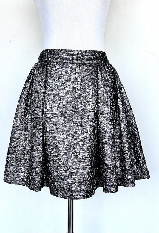 Kate Spade Aimee Gunmetal Metallic Circle Skirt 2 Silver Retail $245 Price $99