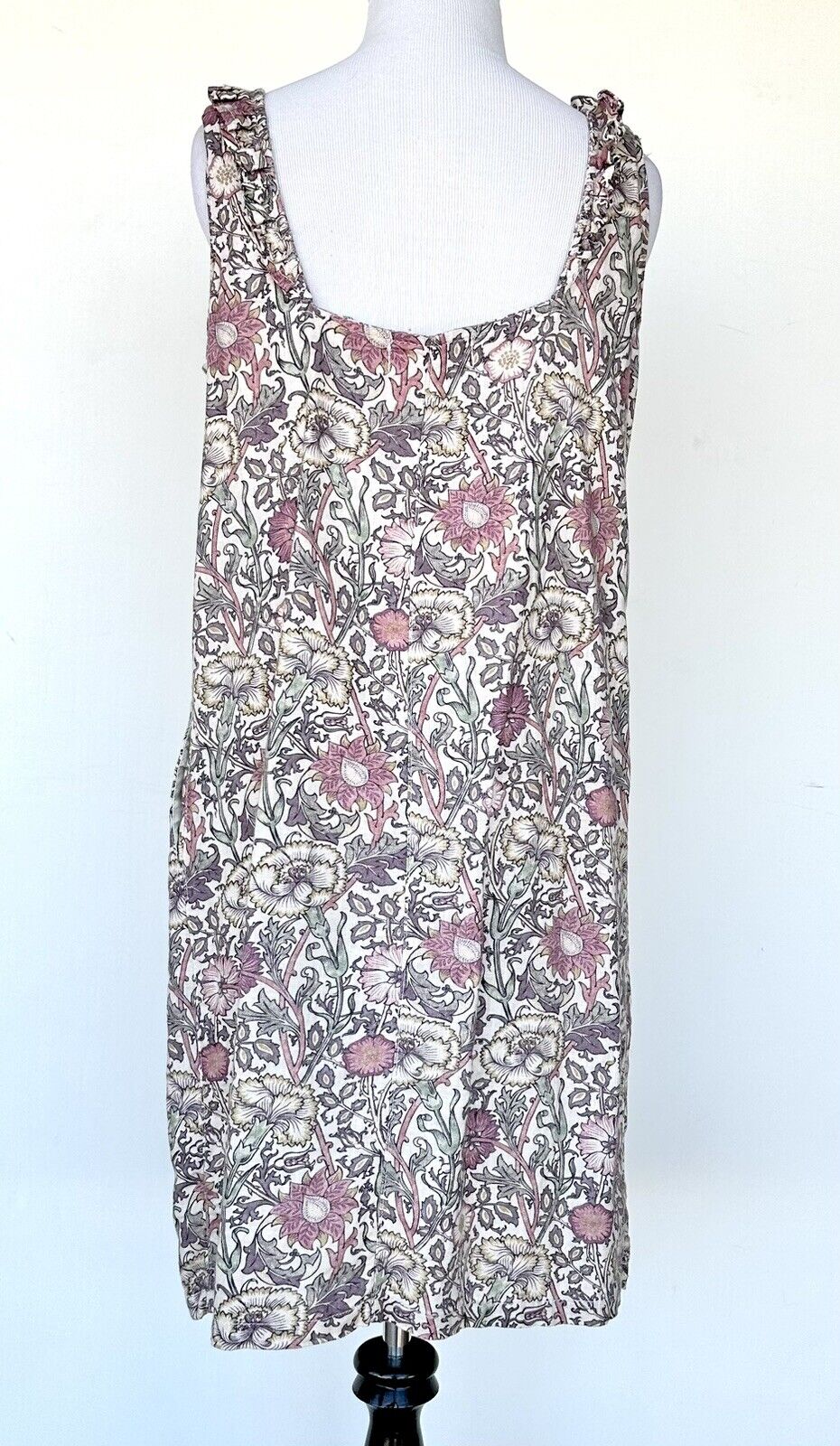 Next William Morris & Co Linen Shift Dress Ruffle Neck Sz 4 US (8UK) Price $59