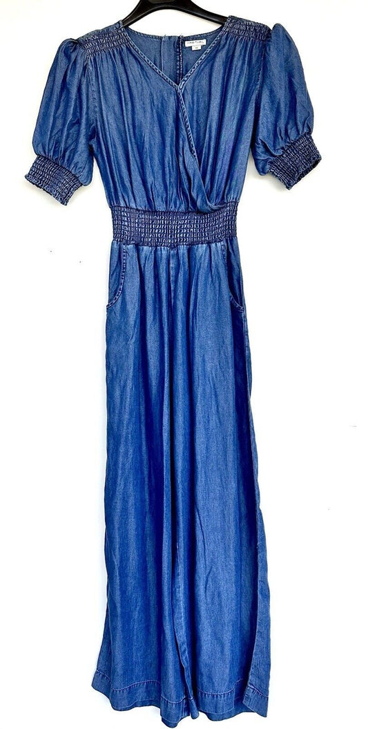 HABITUAL Kids' Smocked Wide-leg Jumpsuit Denim Age 14 Retails $64 Price $44