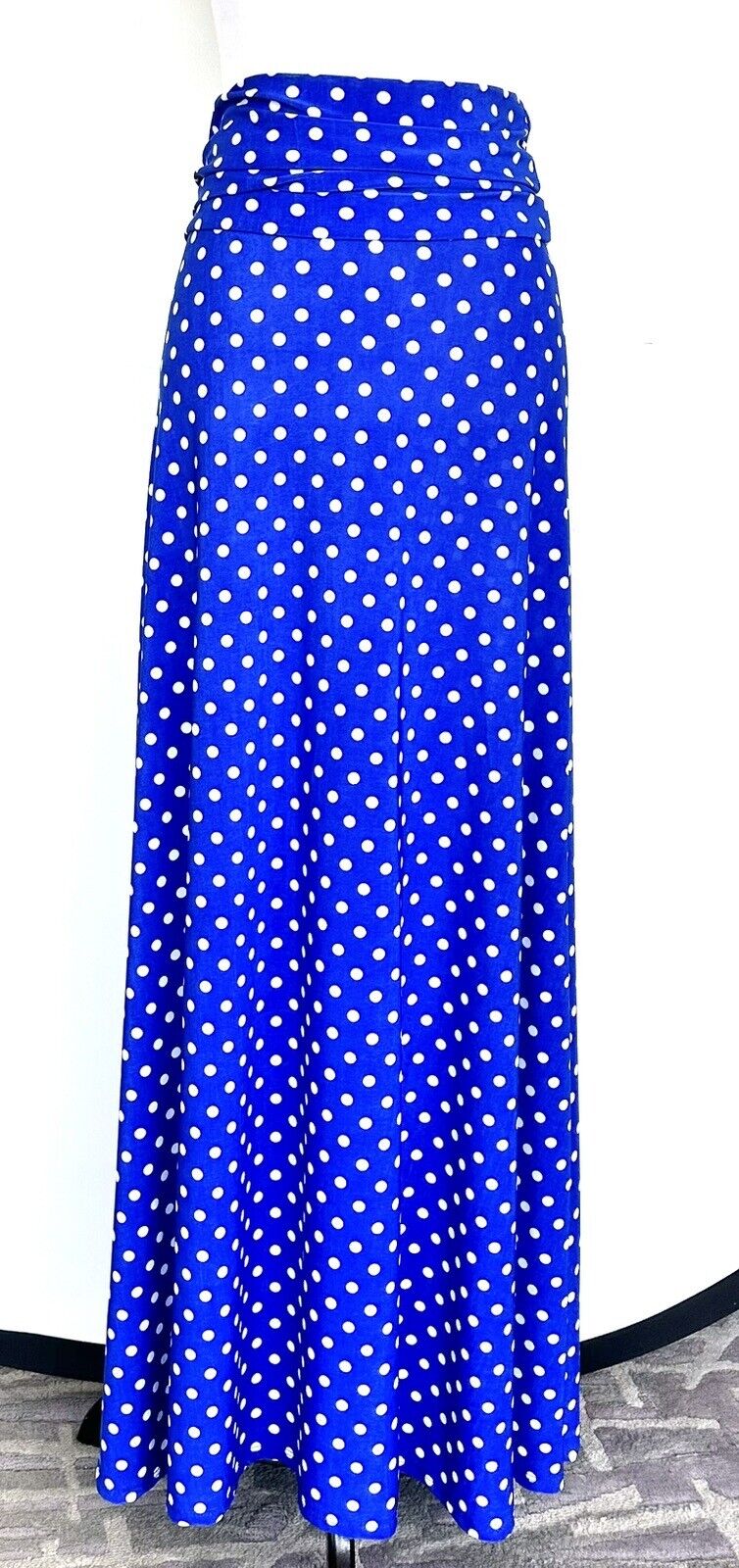 Honey & Lace White & Blue Spot MAXI Skirt Stretch XS Price $39.99