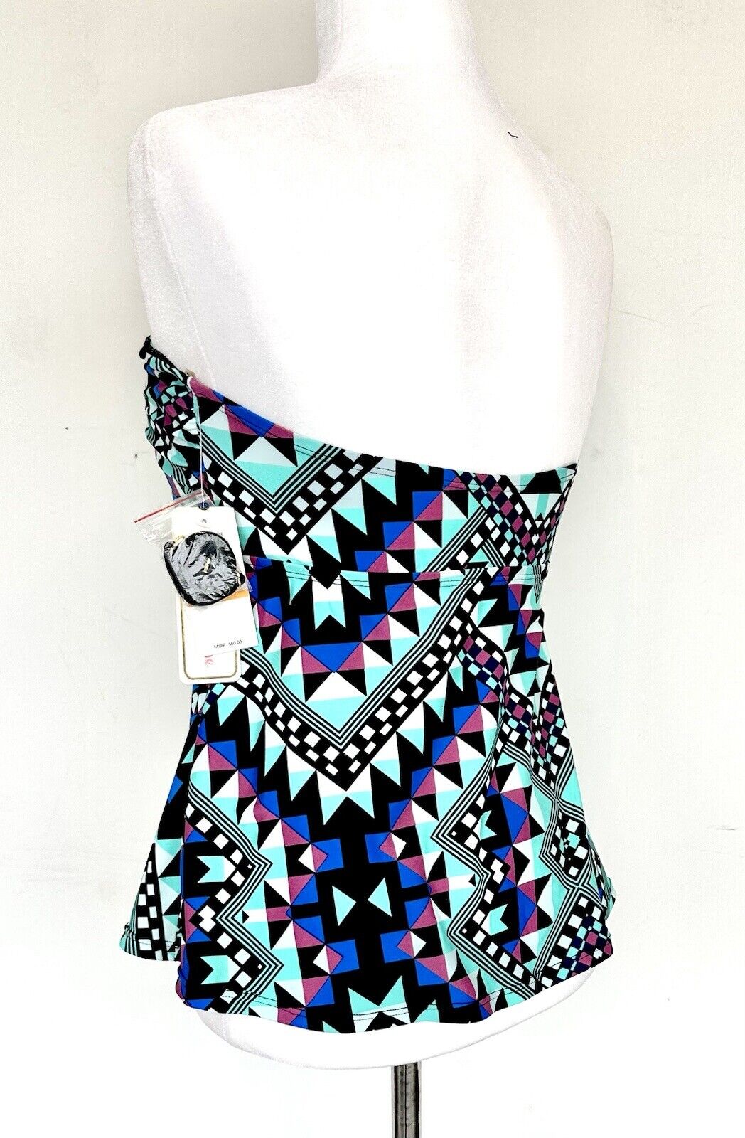 Pink Envelope Geometric Print Peplum Tankini Top Retails $60 Size S