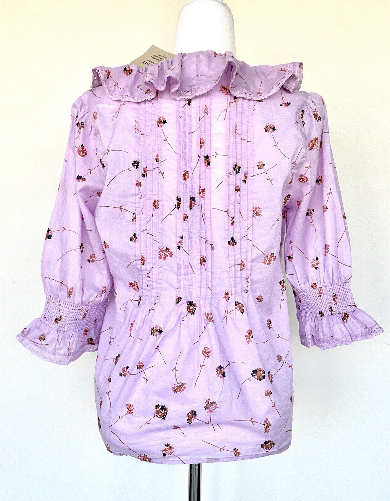 Sundance Beatrice Ruffle Blouse Lavender Retails $108 NWT