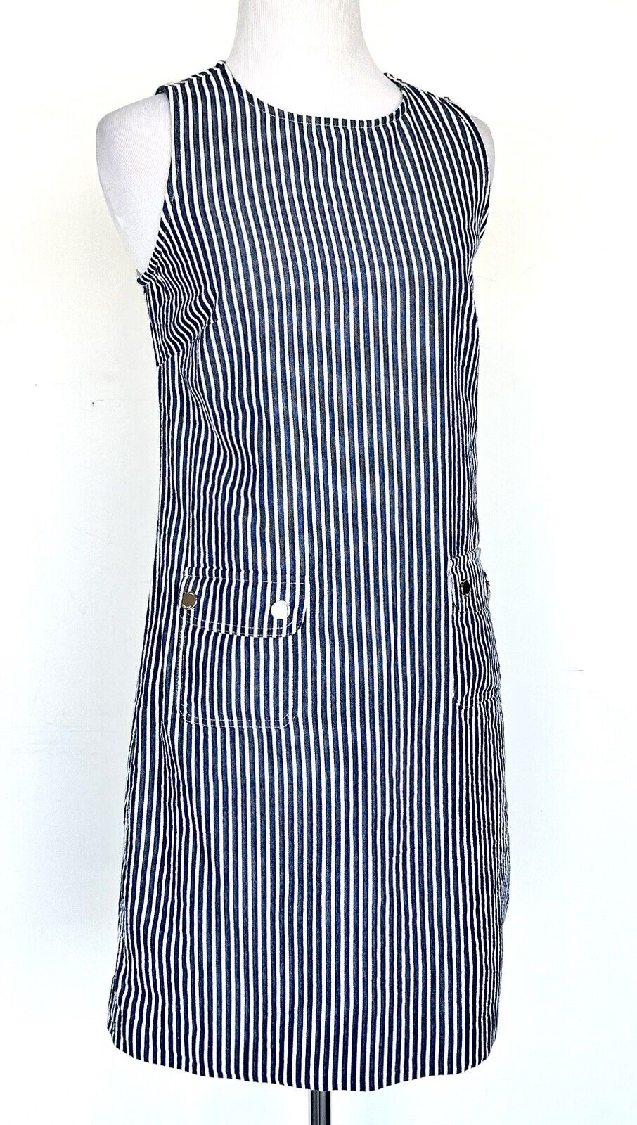 Tommy Hilfiger Sleeveless Dress Blue White Striped Retails $99 Price $59 4P