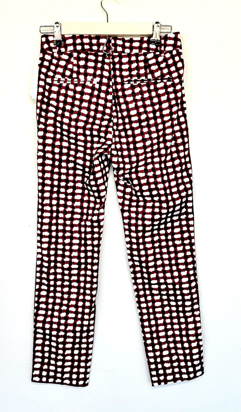 MKT Studio Burgundy Print Ankle Pants Size 34 US 0 Retail $190 NWT