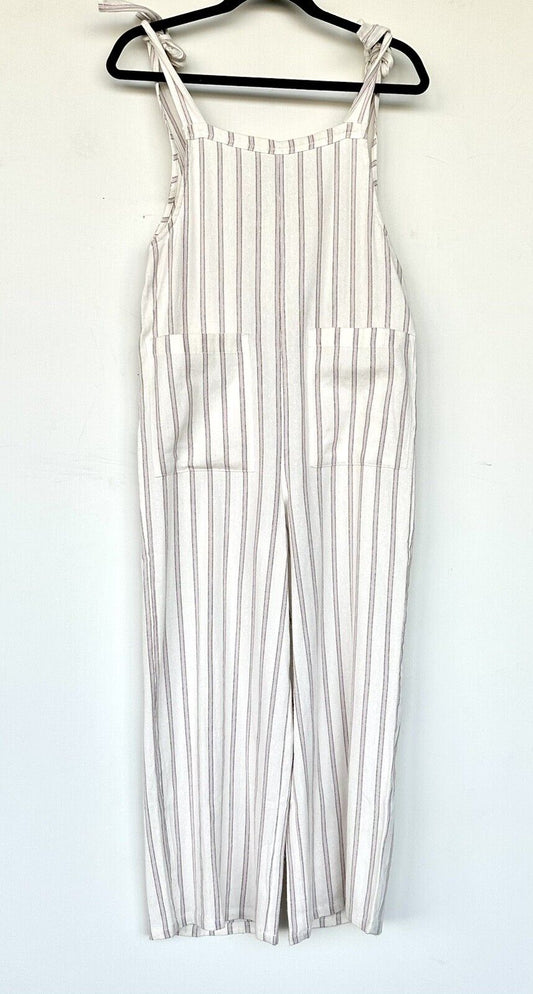 O’Neil Striped Cotton Mix Sleeveless Jumpsuit  Cream Pink Retail $69 Size XS NWT