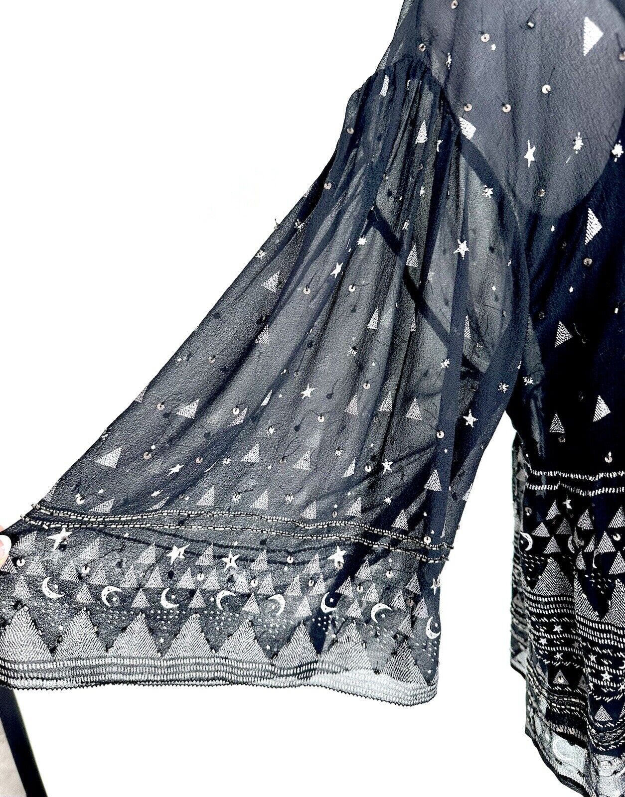 Joie 100% Silk Caviar Beaded Blouse 2pc Sheer With Cami Retails $328 Size S