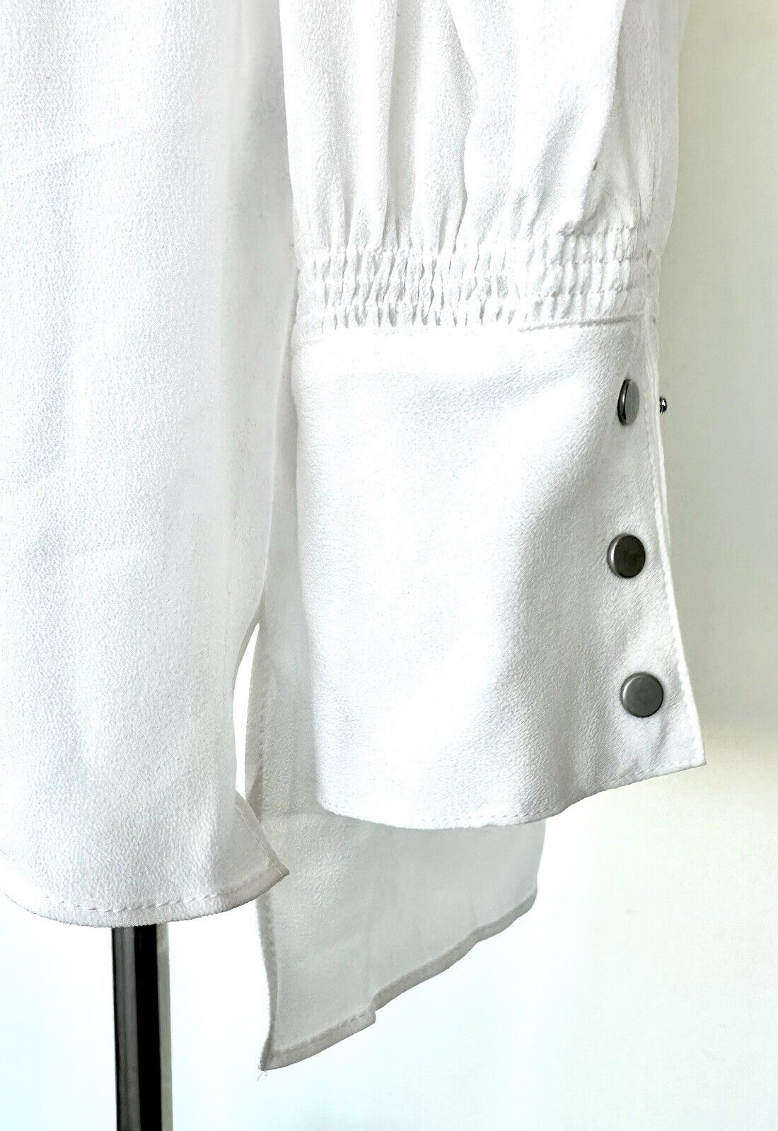 All Saints Fayre Blouse Chalk White Long Sleeve Retail $198 S Metal Stud Cuff
