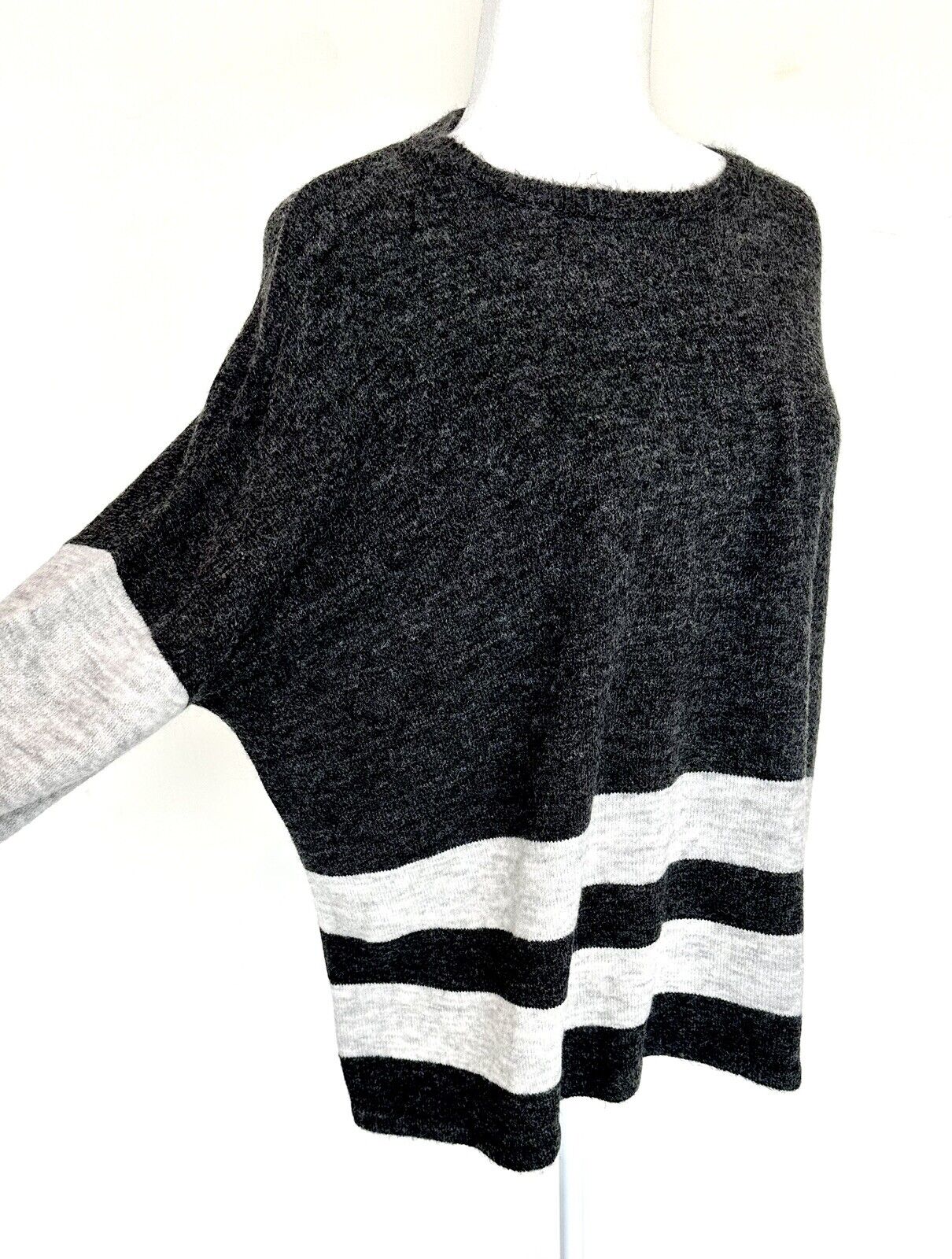 Beach Lunch Lounge Stripe Charcoal Sweater Retails $69 Price $39.95 S NWT