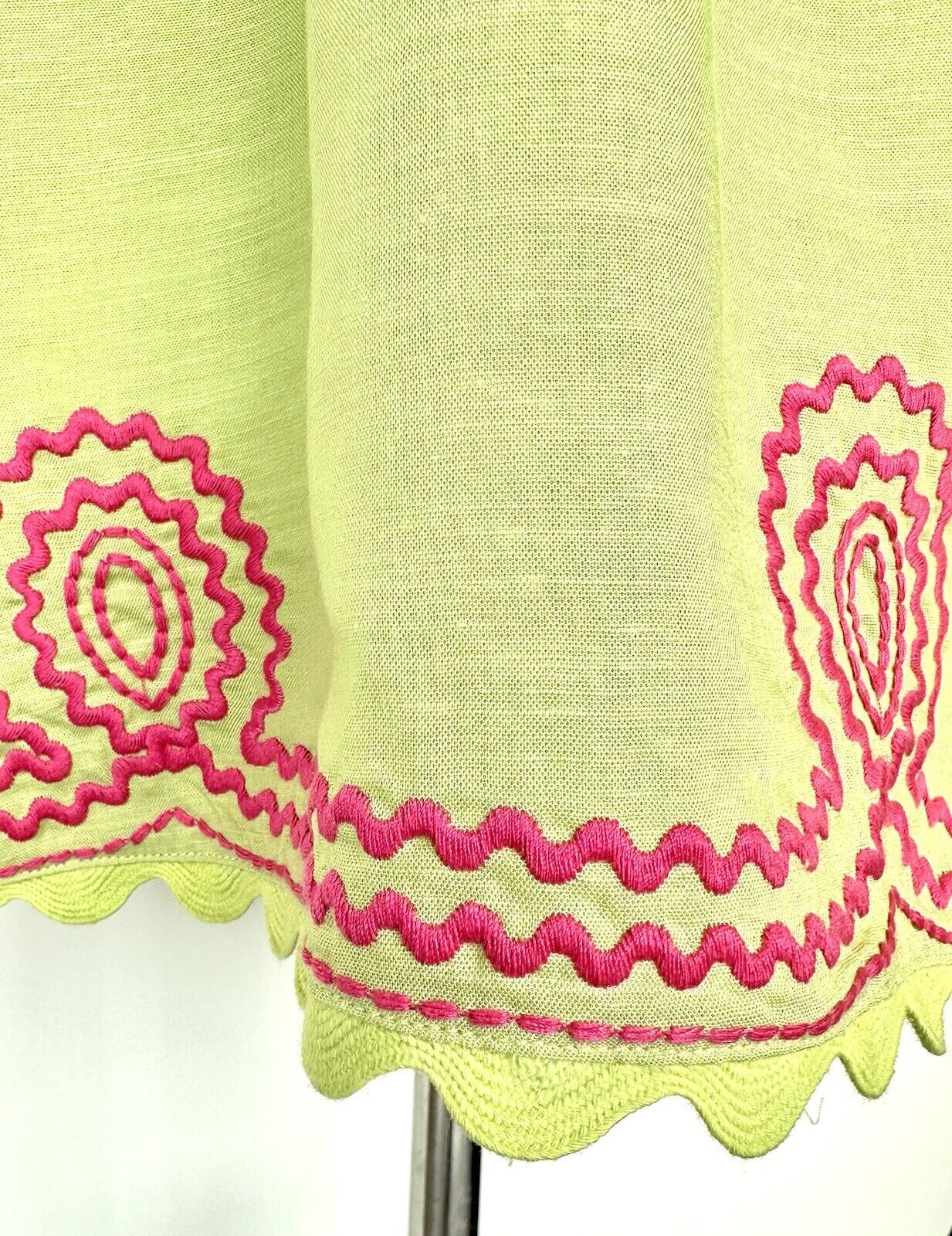 J Marie Lime Pink Hailey Dress Retail $128 Flutter Strap Embroidered Linen Mix
