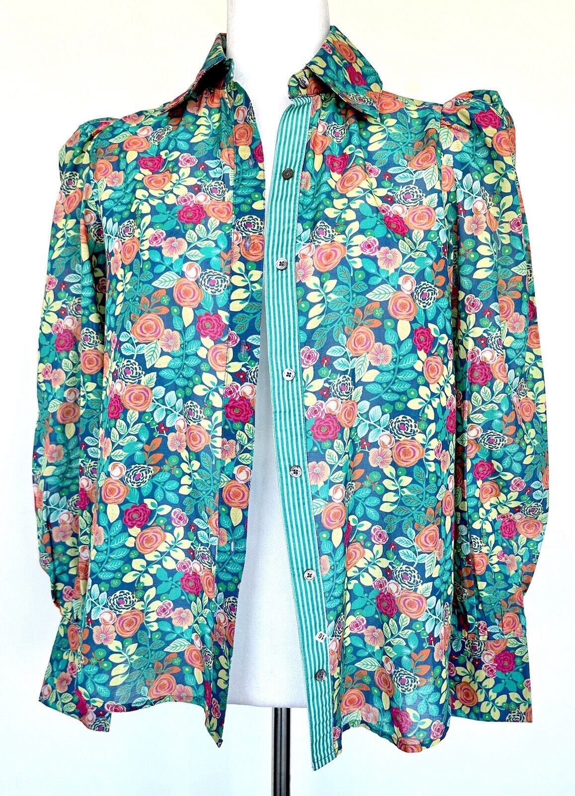 Sundance Rosie Vines Shirt Puff Shoulder Floral Size XS Retail $108 NWT