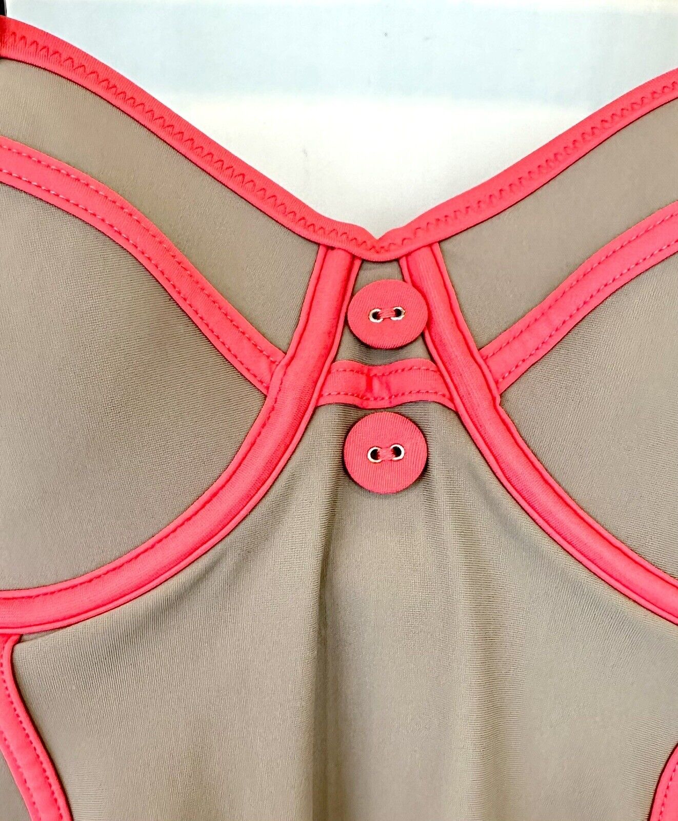 Red Carter Piped Contrast Swimsuit Retails $179 Size XS Tan And Orange