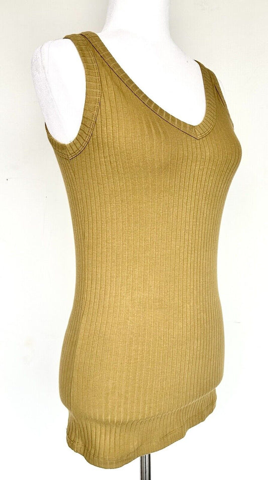 Kate Quinn Fennel Ribbed V Neck Tank Organic Cotton Retails $38 XS