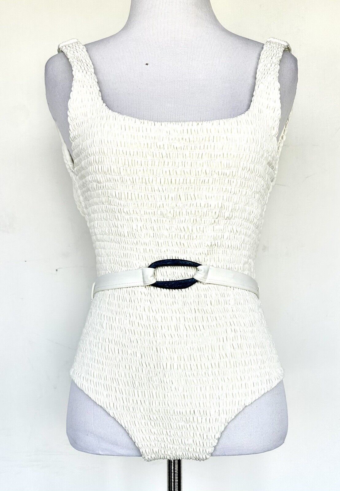 Palm Resort Maya Swimsuit Retail $260 Price $119 Smocked Belted Ivory Size S
