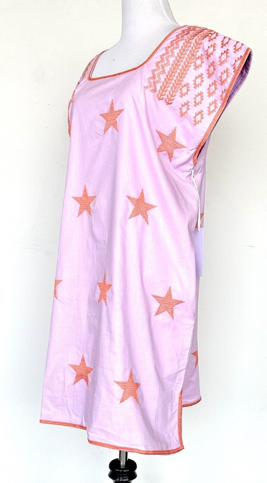 J Marie Sunny Embroidered Dress 100% Rayon Retail $140 XS Star Design